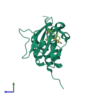 PDB entry 3w2z coloured by chain, side view.