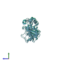 PDB entry 3w30 coloured by chain, side view.