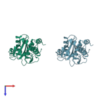 PDB entry 3w30 coloured by chain, top view.