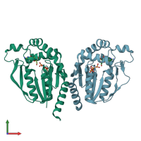 PDB entry 3w34 coloured by chain, front view.