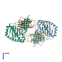 PDB entry 3w39 coloured by chain, top view.