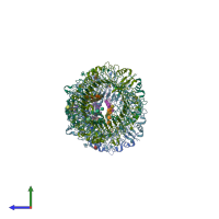 PDB entry 3w3l coloured by chain, side view.