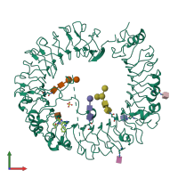 PDB entry 3w3m coloured by chain, front view.