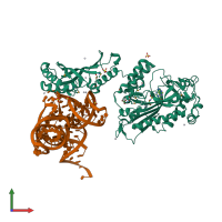 PDB entry 3w3s coloured by chain, front view.