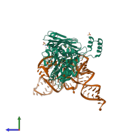 PDB entry 3w3s coloured by chain, side view.