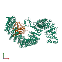 PDB entry 3w3z coloured by chain, front view.