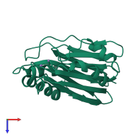 PDB entry 3w43 coloured by chain, top view.