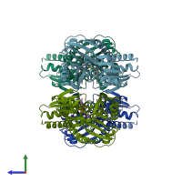 PDB entry 3w4i coloured by chain, side view.