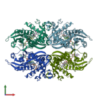 PDB entry 3w4j coloured by chain, front view.