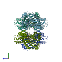 PDB entry 3w4j coloured by chain, side view.