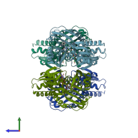 PDB entry 3w4k coloured by chain, side view.