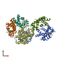 PDB entry 3w4u coloured by chain, front view.