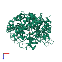 PDB entry 3w53 coloured by chain, top view.