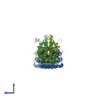 PDB entry 3w54 coloured by chain, side view.
