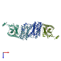PDB entry 3w54 coloured by chain, top view.