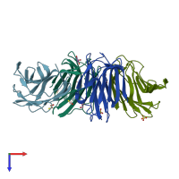 PDB entry 3w59 coloured by chain, top view.
