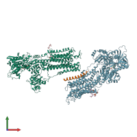 PDB entry 3w5a coloured by chain, front view.