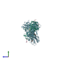 PDB entry 3w5a coloured by chain, side view.