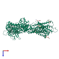 PDB entry 3w5c coloured by chain, top view.