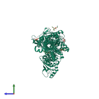 PDB entry 3w5d coloured by chain, side view.