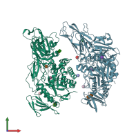 PDB entry 3w5g coloured by chain, front view.