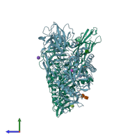 PDB entry 3w5g coloured by chain, side view.
