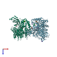 PDB entry 3w5g coloured by chain, top view.
