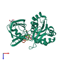 PDB entry 3w5h coloured by chain, top view.