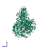 PDB entry 3w5m coloured by chain, side view.