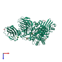 PDB entry 3w5n coloured by chain, top view.