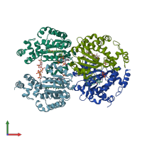 PDB entry 3w68 coloured by chain, front view.