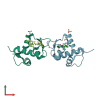 PDB entry 3w69 coloured by chain, front view.