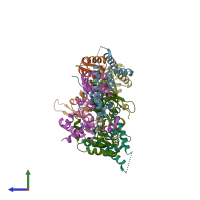 PDB entry 3w6j coloured by chain, side view.