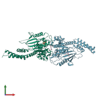PDB entry 3w6n coloured by chain, front view.