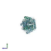 PDB entry 3w6o coloured by chain, side view.
