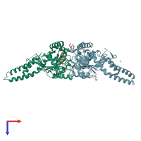 PDB entry 3w6o coloured by chain, top view.