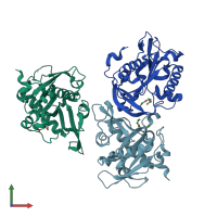 PDB entry 3w6s coloured by chain, front view.