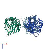PDB entry 3w6s coloured by chain, top view.