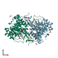 PDB entry 3w71 coloured by chain, front view.