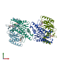 PDB entry 3w79 coloured by chain, front view.