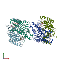 PDB entry 3w7a coloured by chain, front view.