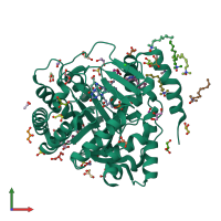 PDB entry 3w7r coloured by chain, front view.