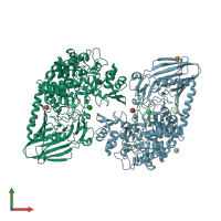 PDB entry 3w7s coloured by chain, front view.