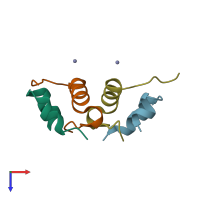 PDB entry 3w7y coloured by chain, top view.