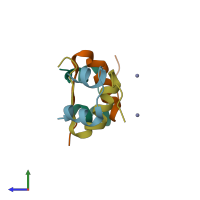 PDB entry 3w7z coloured by chain, side view.