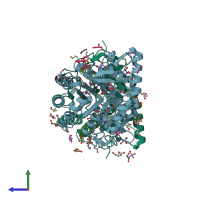 PDB entry 3w88 coloured by chain, side view.