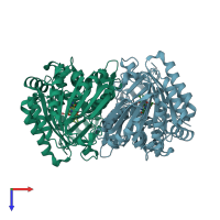 PDB entry 3w8w coloured by chain, top view.