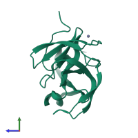 PDB entry 3w95 coloured by chain, side view.