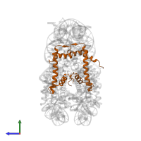 Histone H4 in PDB entry 3w96, assembly 1, side view.