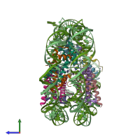 PDB entry 3w97 coloured by chain, side view.